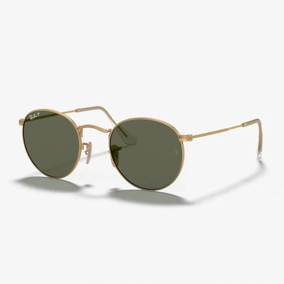 Ray-Ban RB3447 Polarized Round Metal Sunglasses (Gold Wire / Green Lenses) - Picture 3 of 6
